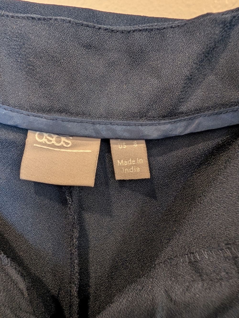 ASOS Navy Tailored Trousers with Tie Waist - Picture 5 of 7